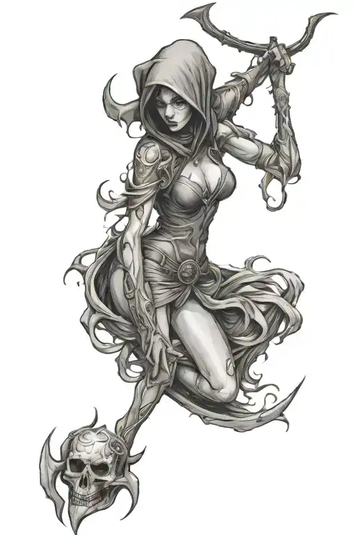 reaper, succubus tattoo tattoo design idea