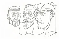 3 faces, one Viking, one English gentleman and one old Indian man tattoo design idea