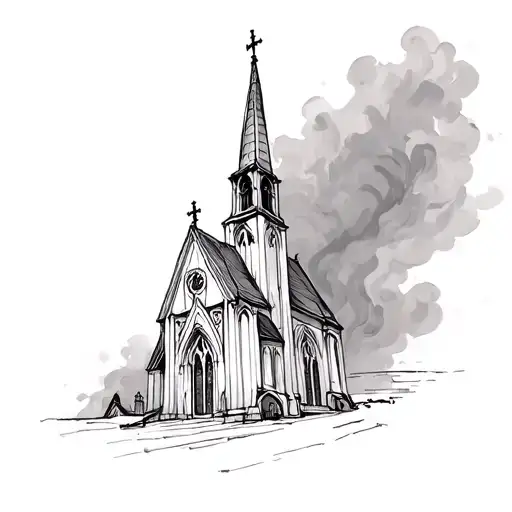 a church steeple gothic tattoo design idea