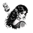 chola girl, dice tattoo design idea