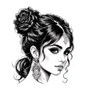 chola girl, dice tattoo design idea