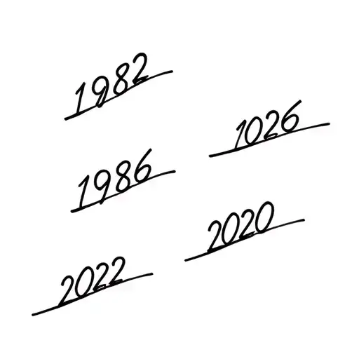 1982, 1986, 2020, 2022 combined years in text tattoo design idea