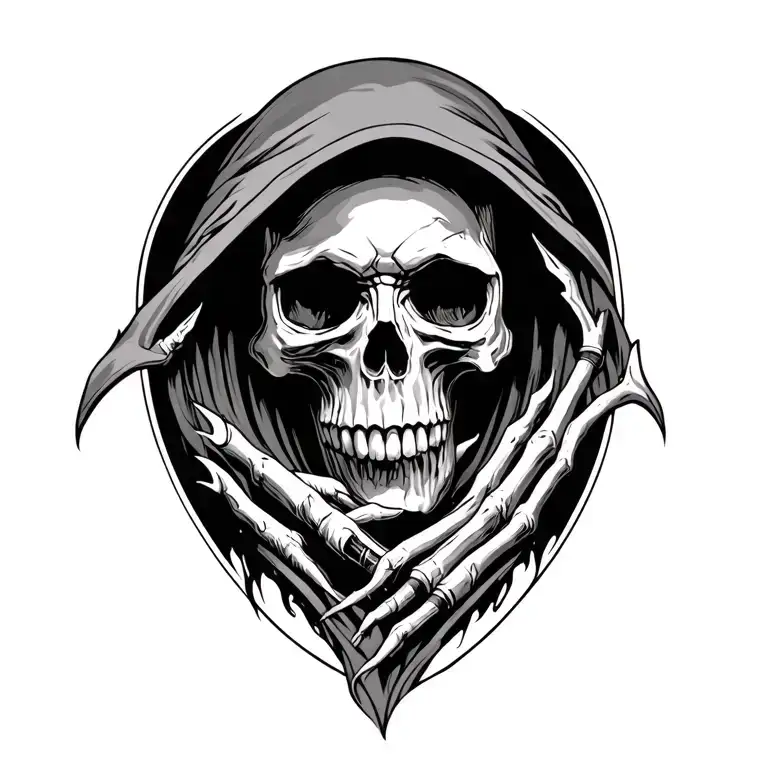 A tattoo about a skull and gream reaper and being dead inside and having ocd tattoo design idea