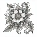 floral pattern with vines wrapped tattoo design idea