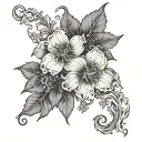 floral pattern with vines wrapped tattoo design idea