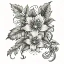 floral pattern with vines wrapped tattoo design idea