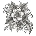 floral pattern with vines wrapped tattoo design idea