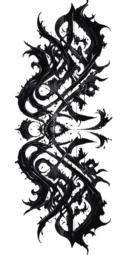 thick cyber sigilism gothic brutalism black abstract dynamic modern neogothic dark tattoo design idea