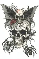 skull with spider tattoo design idea