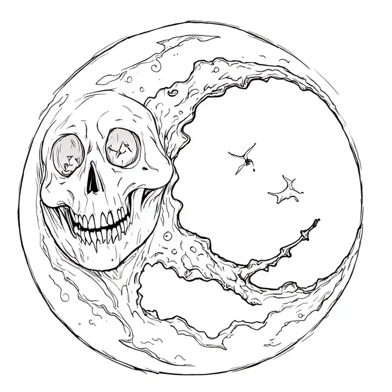 Spooky Halloween Moon tattoo design idea