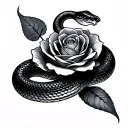 Snake with rose tattoo design idea
