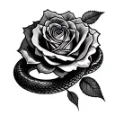 Snake with rose tattoo design idea