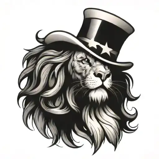 uncle sam lion tattoo design idea