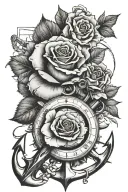 rose, anchor, compass tattoo design idea