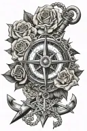 rose, anchor, compass tattoo design idea