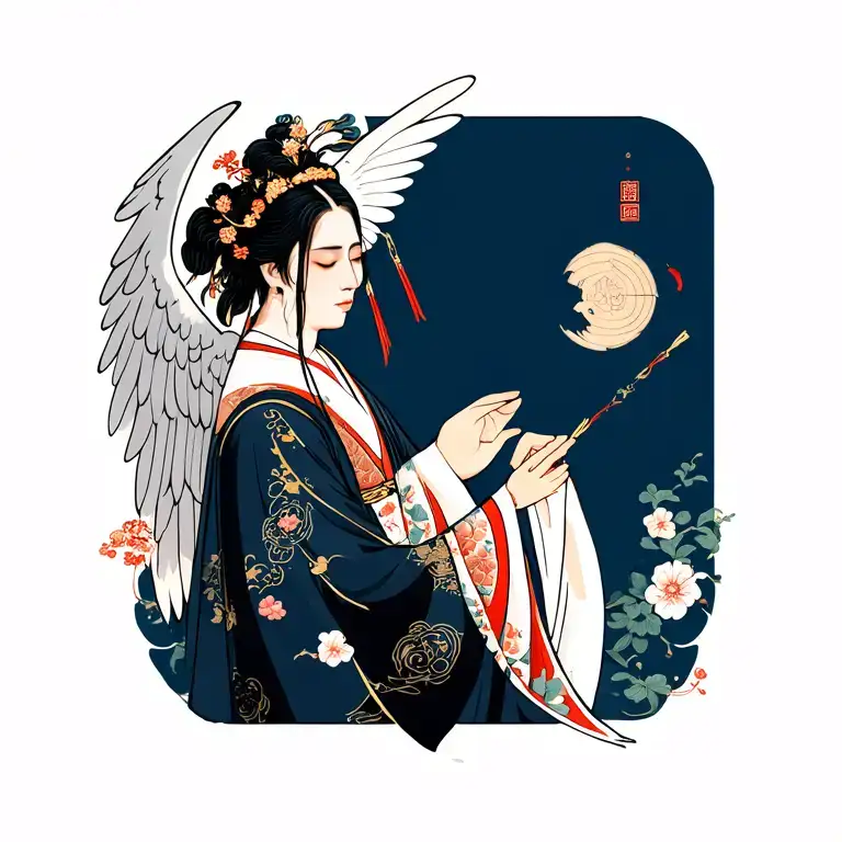 god biblical angel tattoo design idea