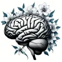 brain with delphinium flowers tattoo design idea
