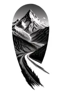 road and mountain range tattoo design idea