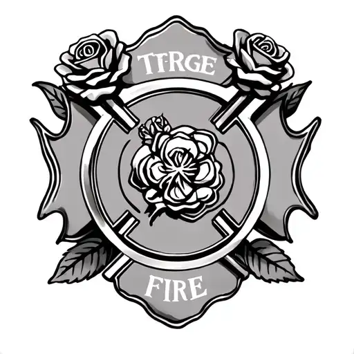 Fire department maltese with roses tattoo design idea