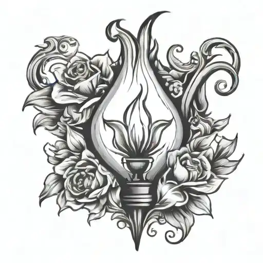 bulb flower flame heart tattoo design idea