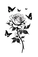 rose wrapped with butterflies fluttering tattoo design idea