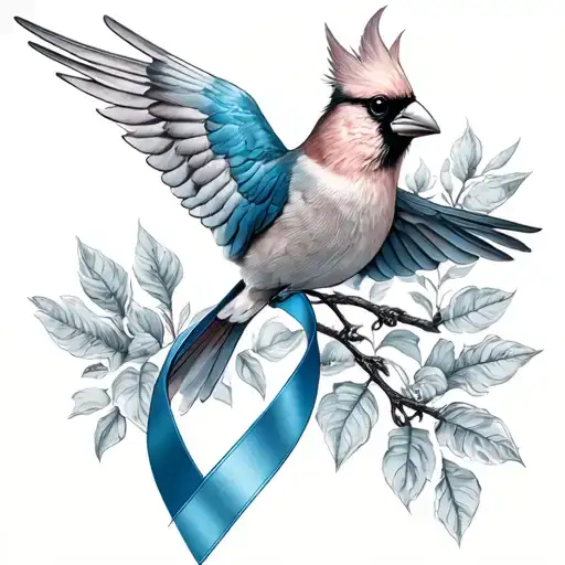 Cardinal and colon cancer ribbon mom who passed away  tattoo design idea
