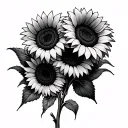 tryzub with sunflowers tattoo design idea