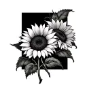 tryzub with sunflowers tattoo design idea