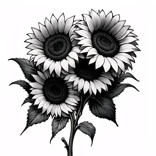 tryzub with sunflowers tattoo design idea