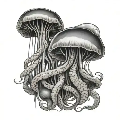 jelly fish intertwined tattoo design idea