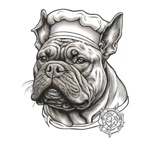 american bully with chef hat tattoo design idea