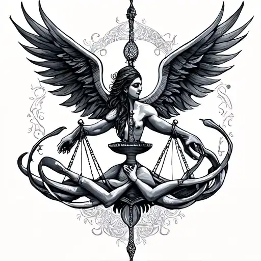 Libra and Aquarius combo tattoo  tattoo design idea