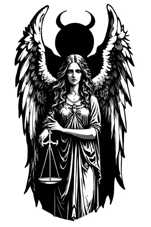 angel libra zodiac sign incorporated tattoo design idea