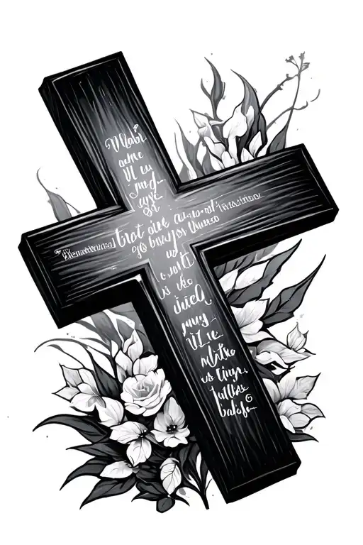 a cross with the verse Philippians 4:13 tattoo design idea
