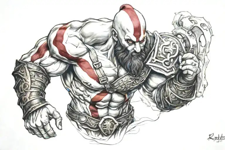 kratos god of war tattoo design idea