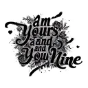(I am yours and you are mine.) This text as a template for a black tattoo. That is a template as an alpha texture. In tattoo design idea