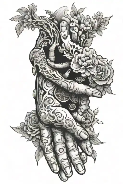 7 days of creation hands tattoo design idea