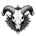 learned ram skull surrounded tattoo design idea