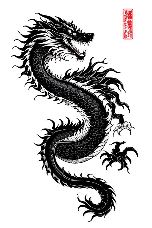 dragon japanese full black for arm sleeve tattoo design idea