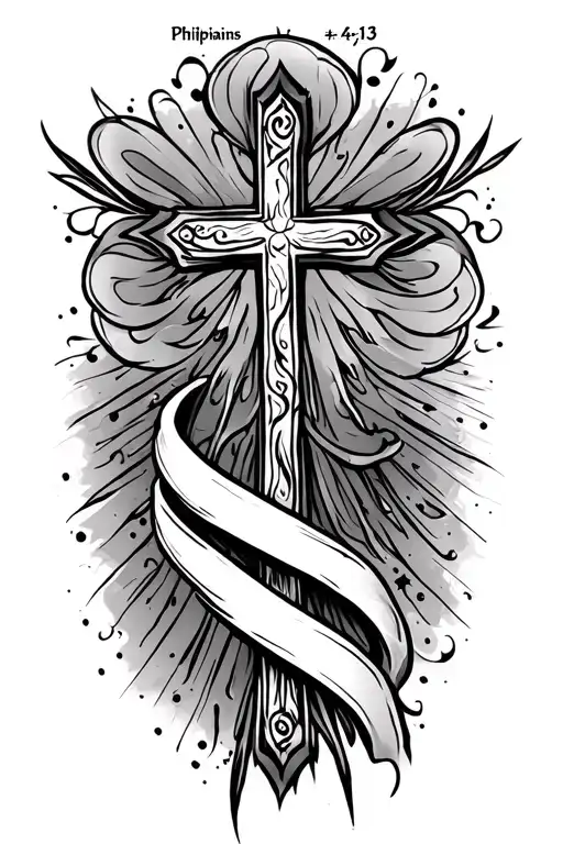 Philippians 4:13 and cross tattoo tattoo design idea