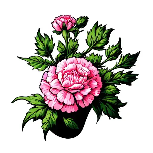 pink carnations baby foot print tattoo design idea