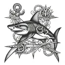 shark, anchor cross tattoo design idea