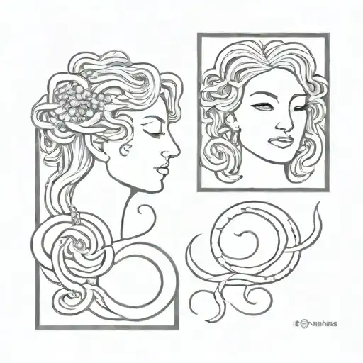 medusa and semicolon incorporated tattoo design idea