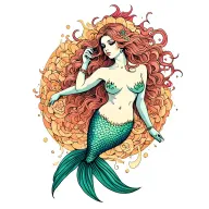 Topless Mermaid tattoo design idea