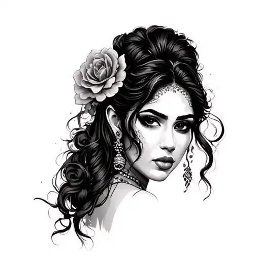 chola women tattoo design idea