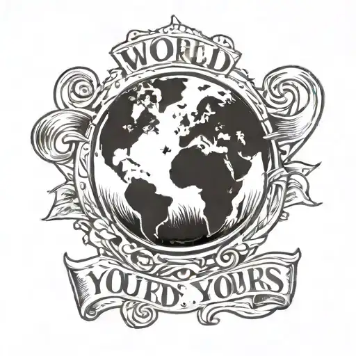 the world is yours globe held tattoo design idea