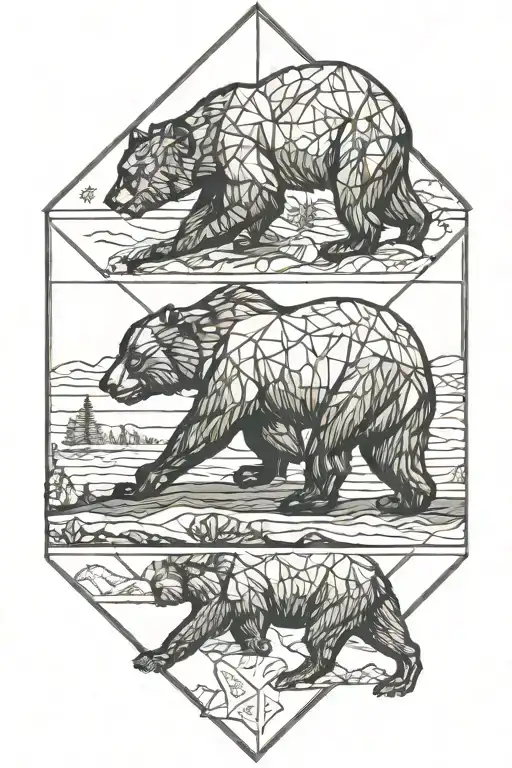 california flag bear tattoo design idea