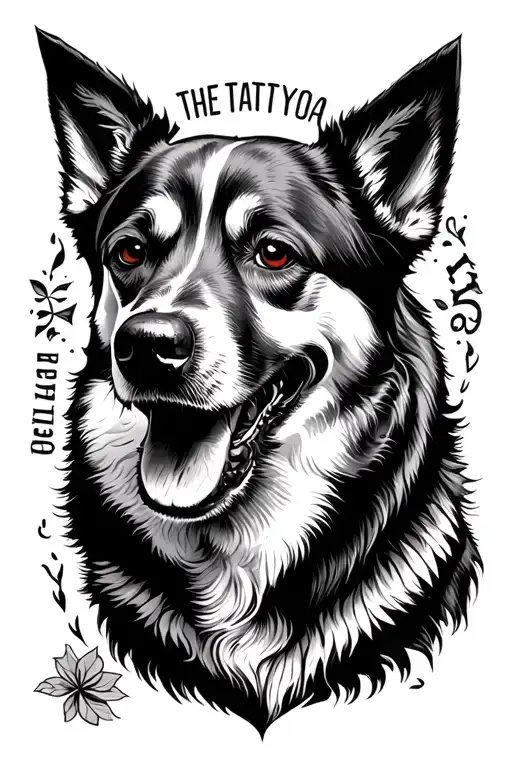 treaty oak revival, dog, grandpa tattoo design idea