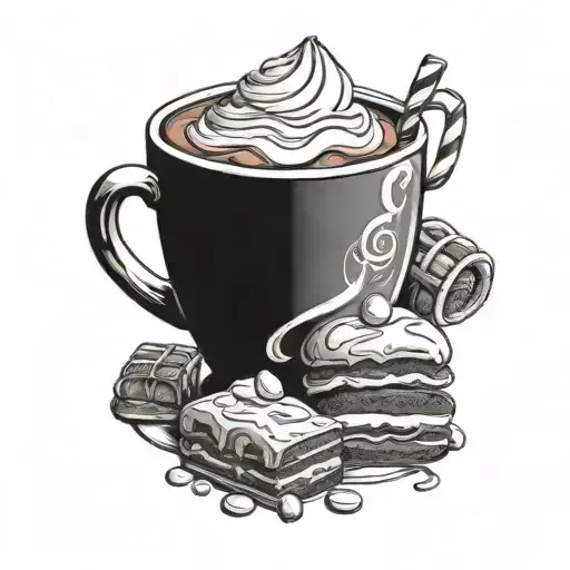 hot chocolate and pastries tattoo design idea