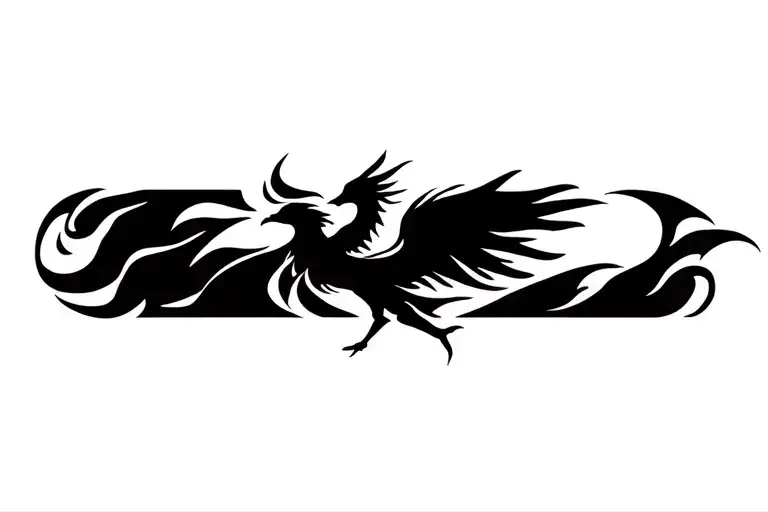Phoenix rising from flames tattoo design idea